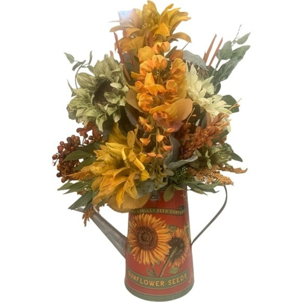 New Designer Sunflower Year Round Watering Can Large Floral Arrangement
